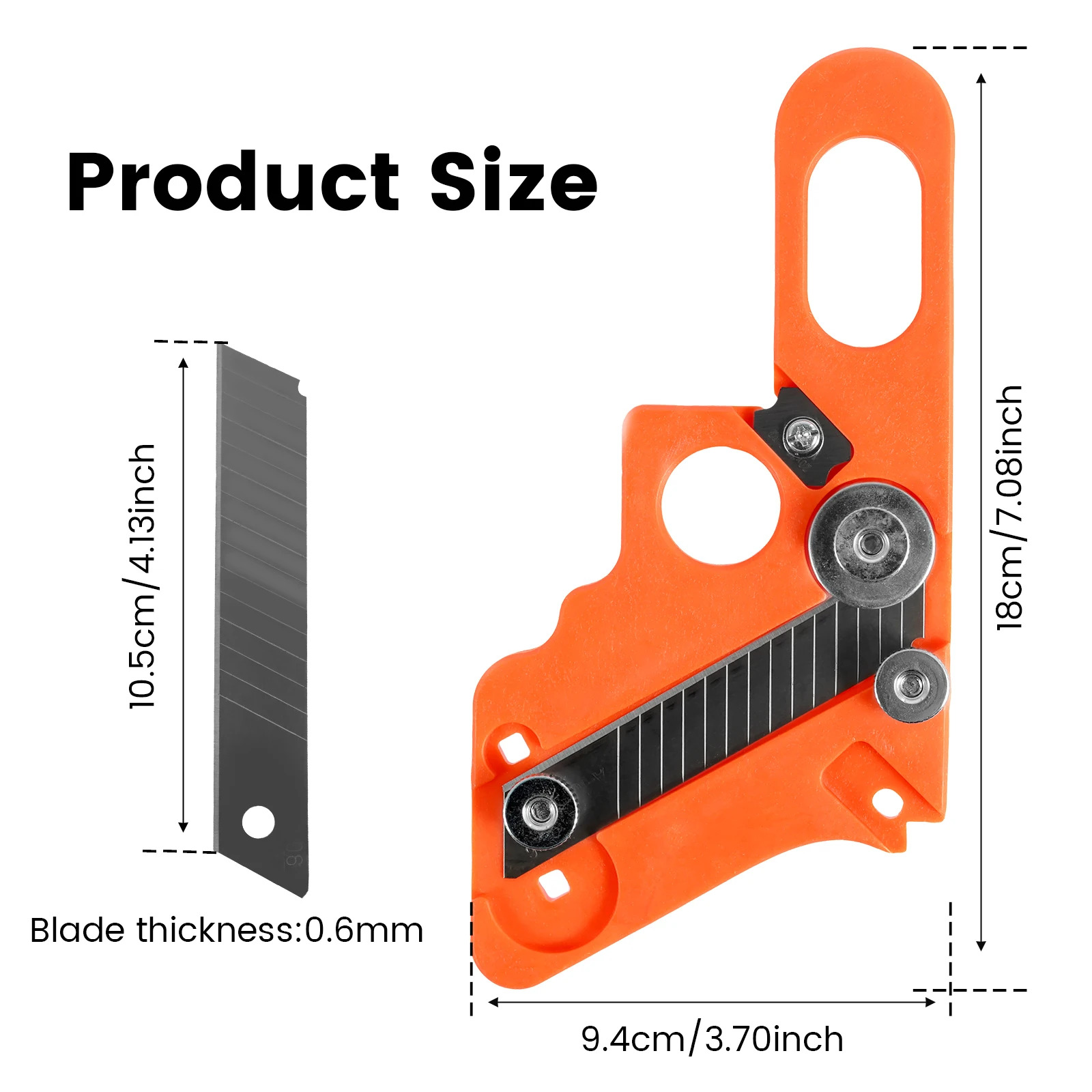Dimensions du produit et de la lame : 18cm x 9.4cm, épaisseur de la lame 0.6mm