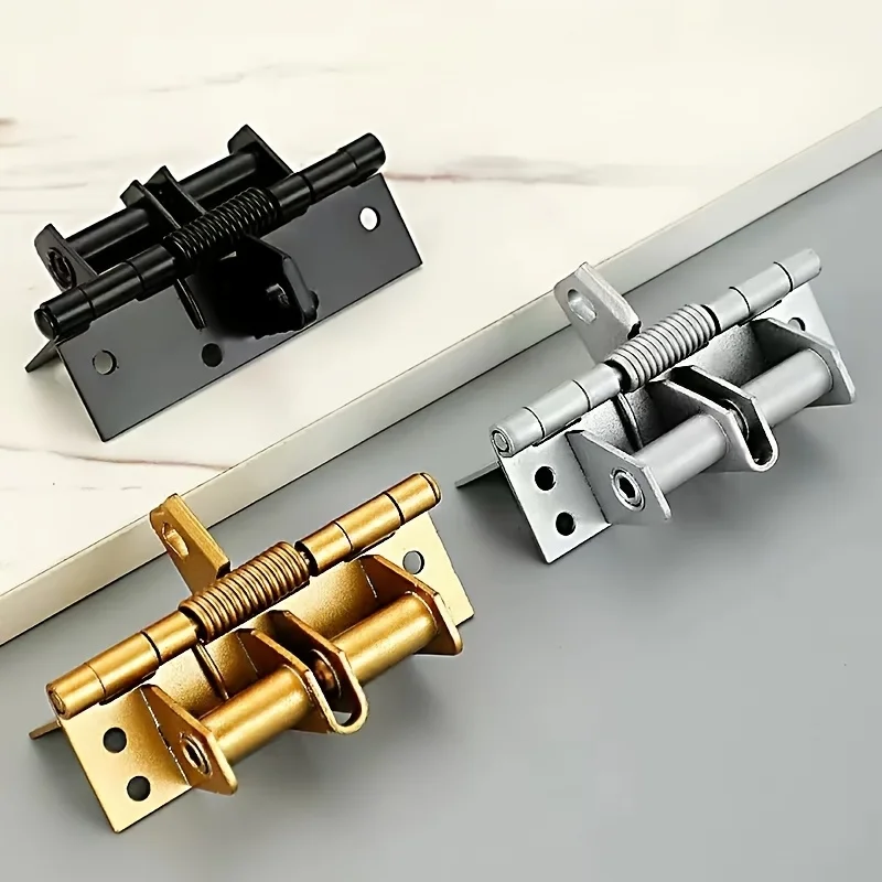 Trois charnières de porte en noir, argent et or