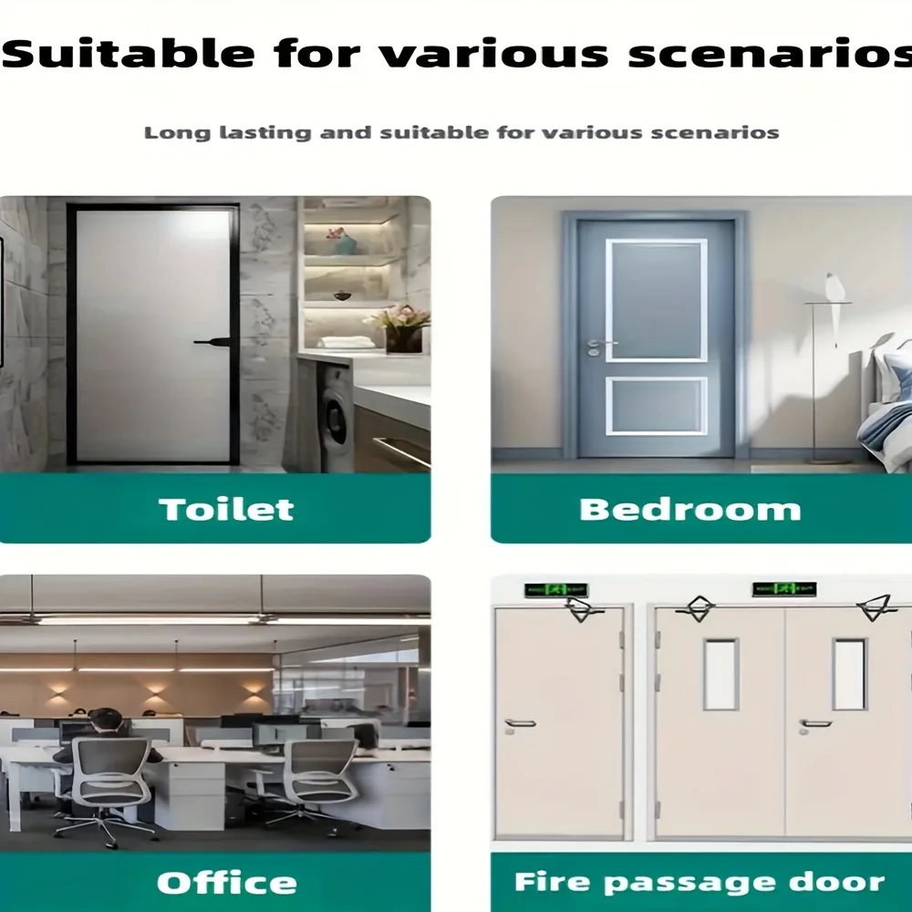 Images montrant la charnière adaptée aux toilettes, chambres, bureaux et portes coupe-feu