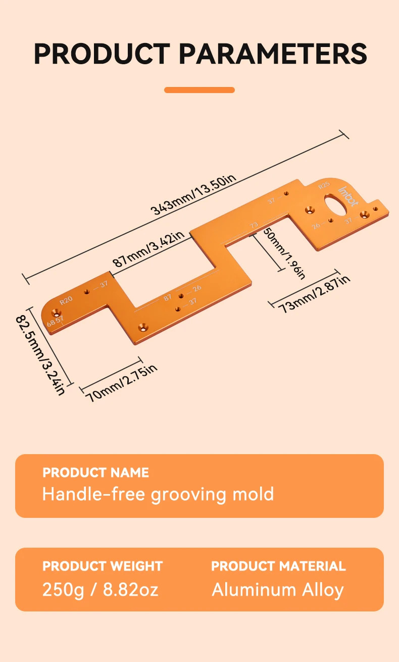 Paramètres et dimensions du produit en mm et en pouces