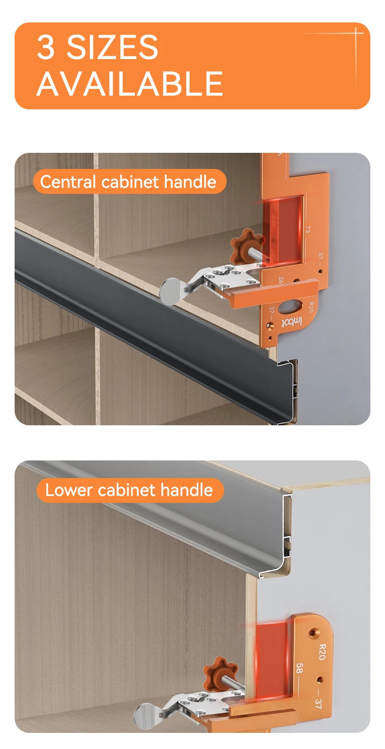 3 tailles de poignée disponibles : centrale, inférieure