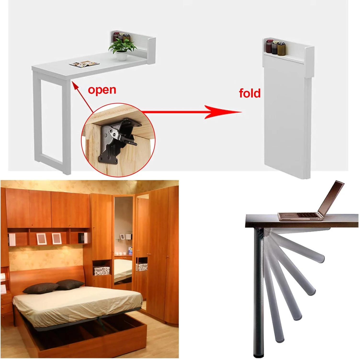 Exemple de bureau mural pliant avec la charnière