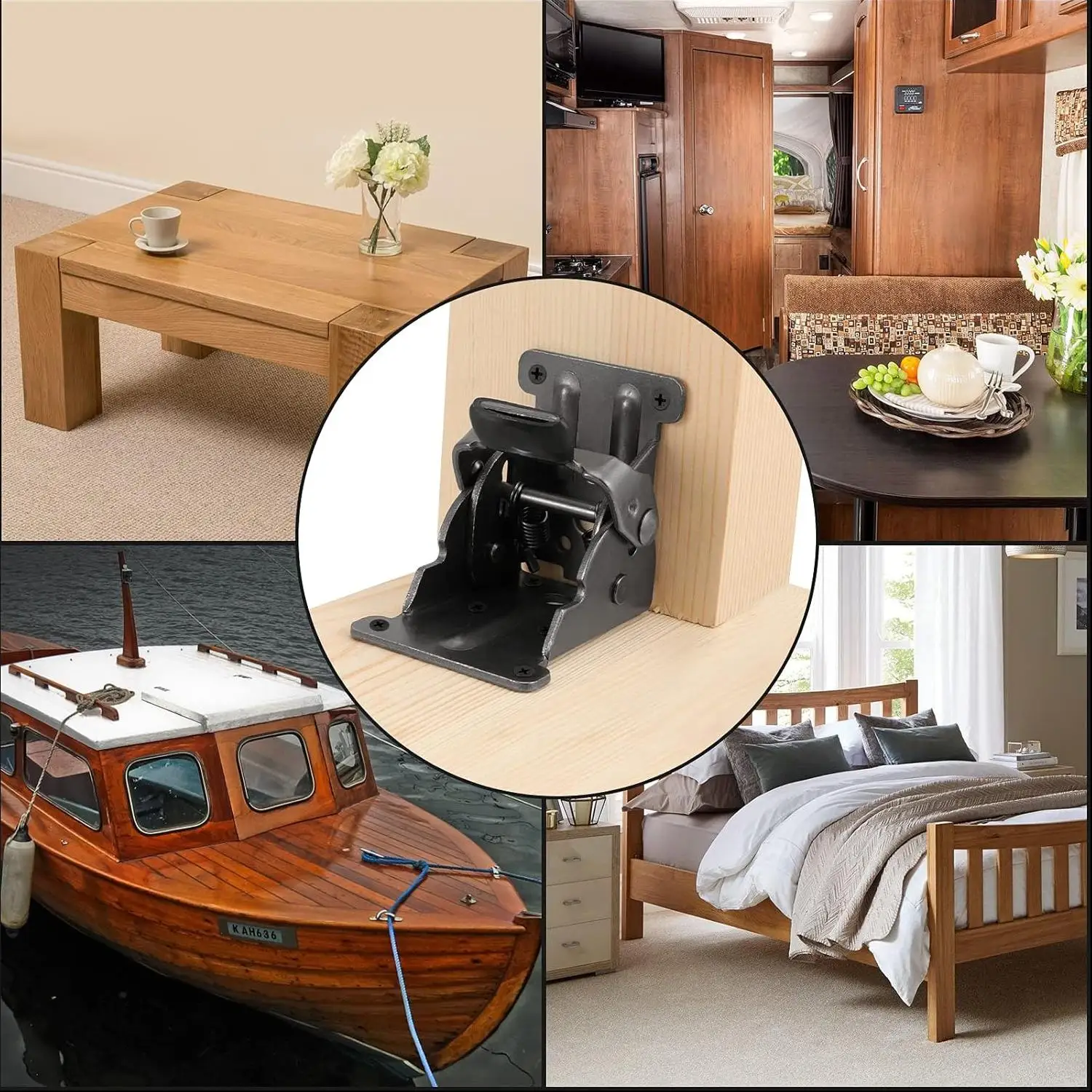 Exemples d'utilisation de la charnière pliante dans différents meubles