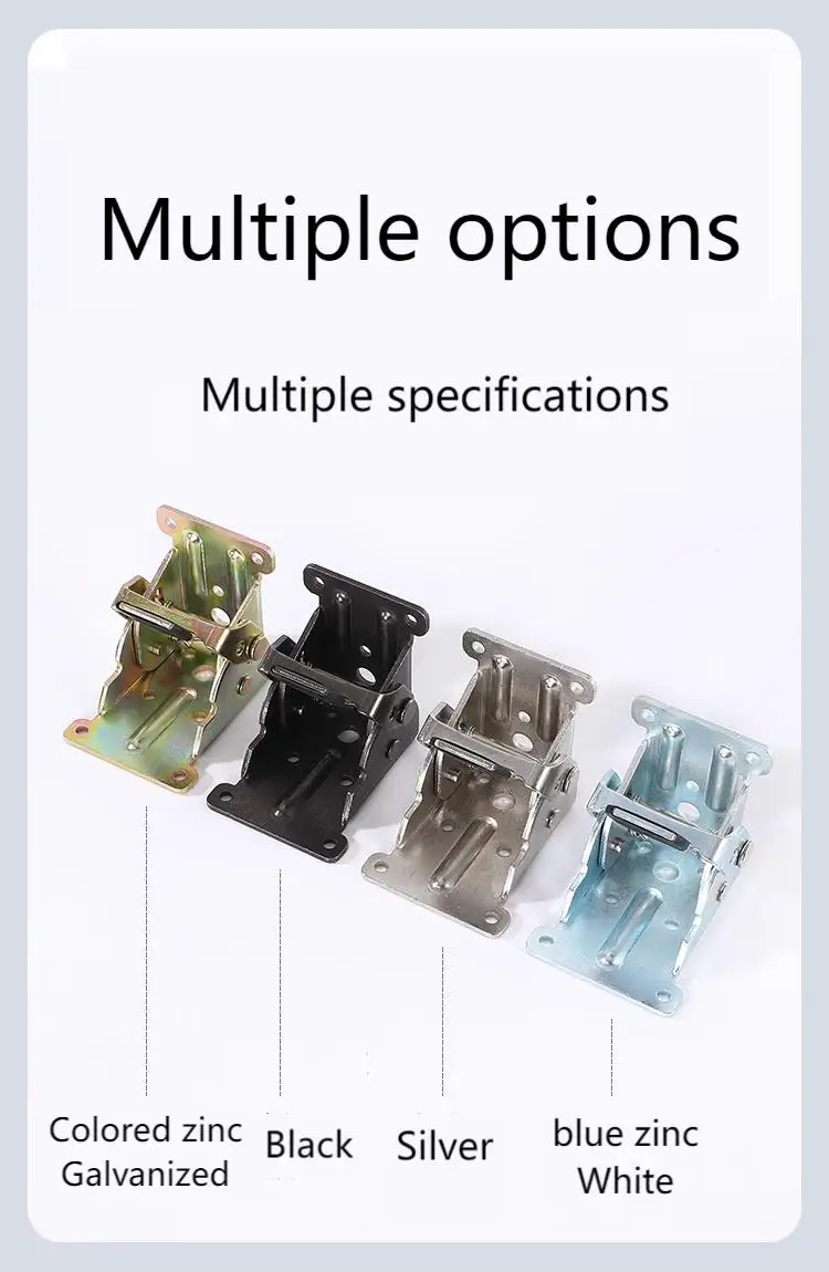 Options de couleurs pour la charnière pliante : Zinc coloré, Noir, Argent, Zinc bleu/Blanc