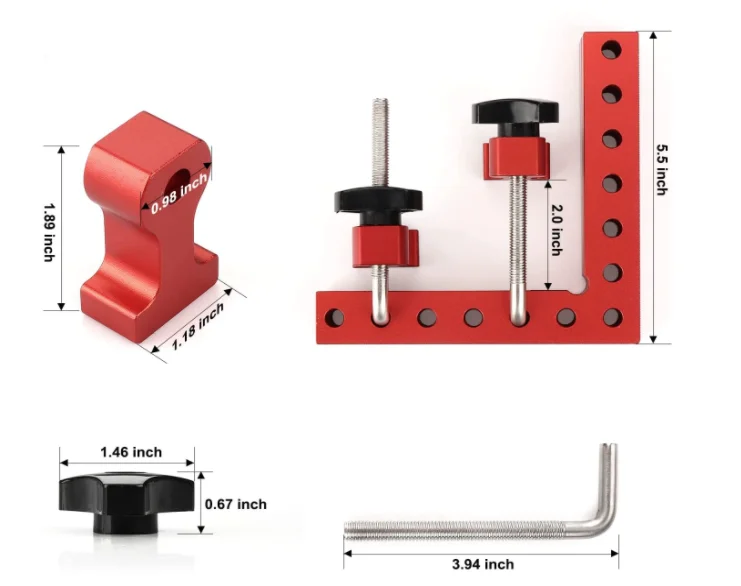 Équerre de positionnement à 90 degrés en aluminium