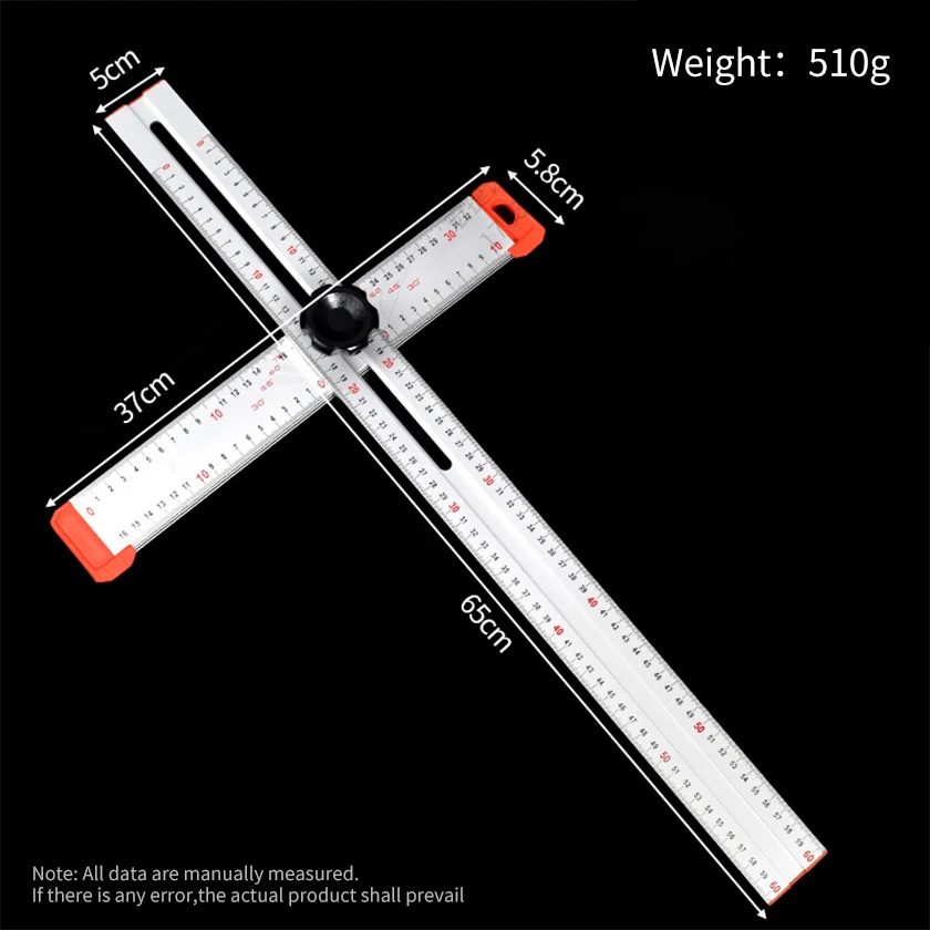 Règle d'Angle Multifonctionnelle en T, Équerre de Maçon/Menuisier Réglable (0-90°), Rallonge Aluminium - Photo