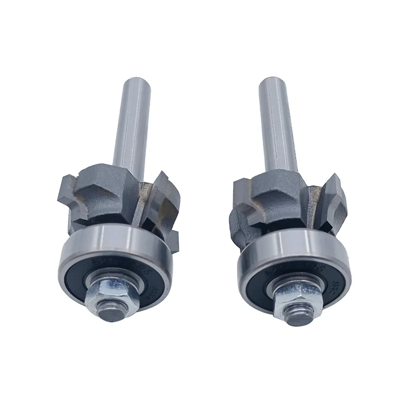 Mèche de Défonceuse à Chanfreiner R2 (Rayon 2mm) avec Roulement – Queue 6,35mm – Fraise à Bordurer Durable pour le Travail du Bois - Photo