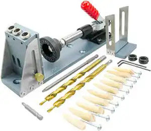 Kit Gabarit de Perçage d'Angle et Trou de Poche 3-en-1 (ou 3 Trous) pour Cheville et Vissage Invisible - Photo