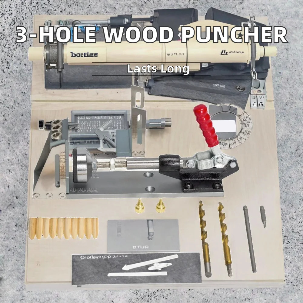 Kit Gabarit de Perçage d'Angle et Trou de Poche 3-en-1 (ou 3 Trous) pour Cheville et Vissage Invisible - Photo