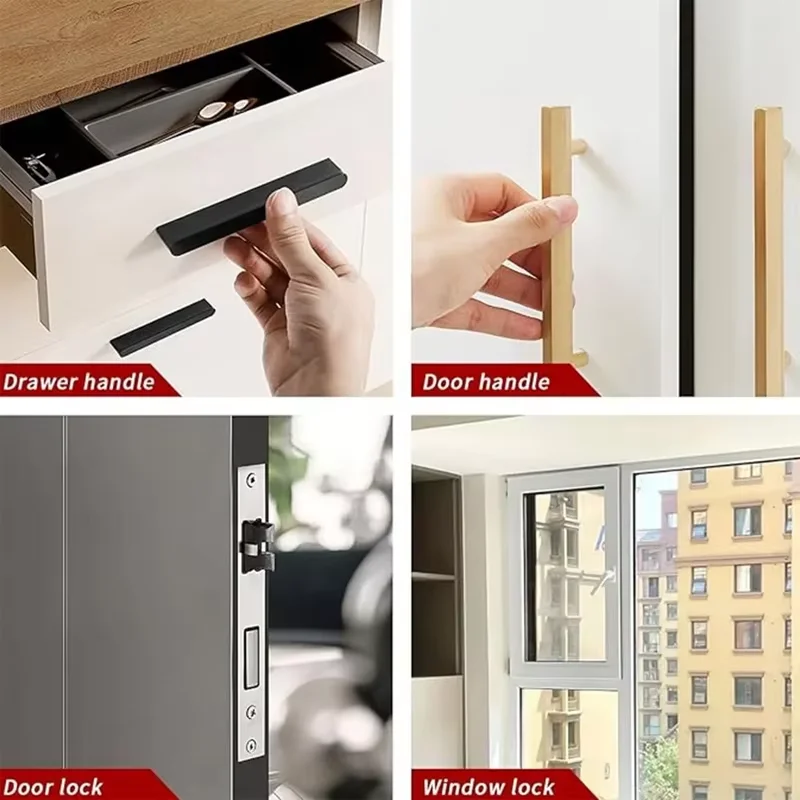 Jig de Perçage Réglable de Précision pour Poignées de Meuble et de Tiroir, Gabarit de Montage en Aluminium pour Quincaillerie de Cuisine, Aide à l'Installation de Boutons et Serrures - Photo