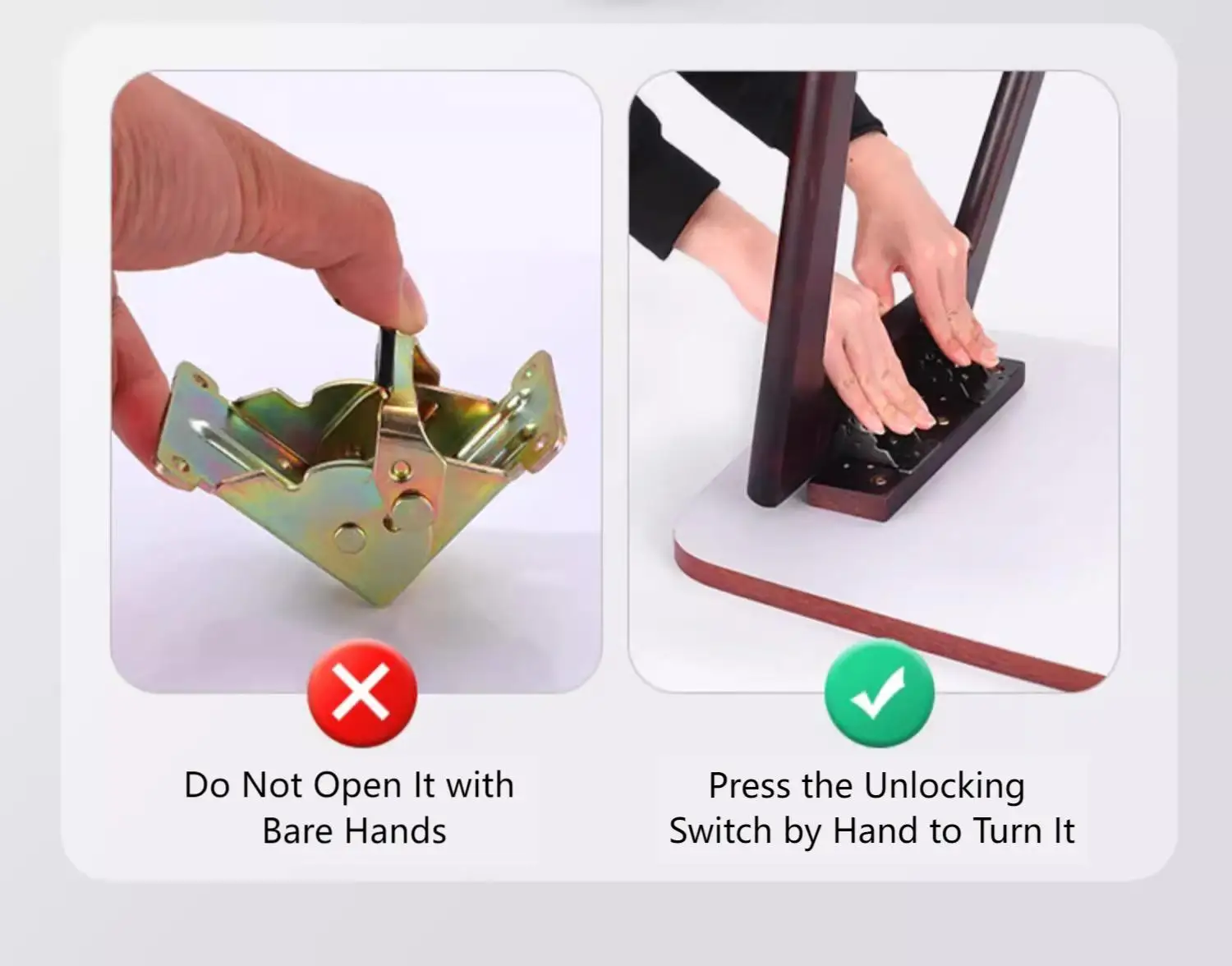 Charnière Pliante Autobloquante 90° - Pieds de Meuble Pliants - Photo